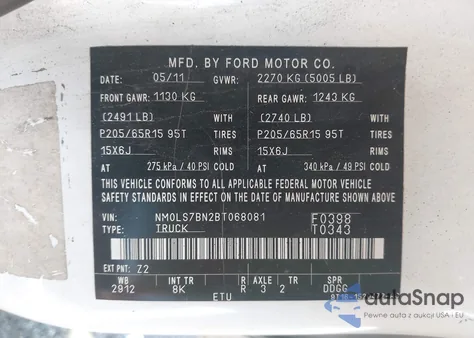 2011 Ford Transit Connect Xlt z USA, uszkodzony, nr VIN NM0LS7BN2BT068081